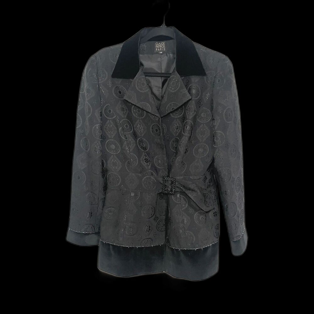 Vintage Claude Patrick Paris Size EU 42/US 6 Jacket with belt‎ Made in France